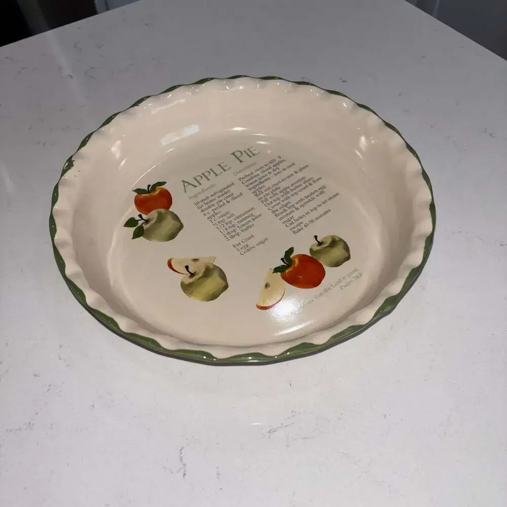 Dennis East International (DEI) Apple Pie Recipe Scalloped Edge Ceramic Baking D
